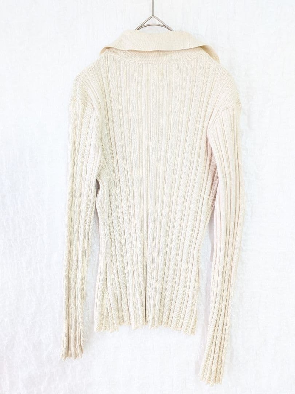 H&M Cream Ribbed Button-Front Collared Cardigan - Picture 6 of 6